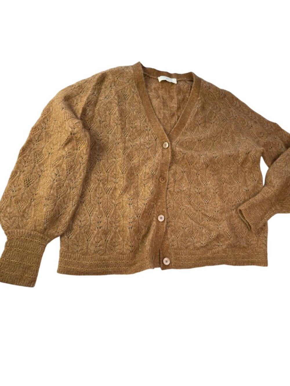 SEZANE Cardigan Sweater Tan Brown Mohair Size Women's XS Buttons